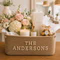 Personalized Woven Basket with Pearl Letters