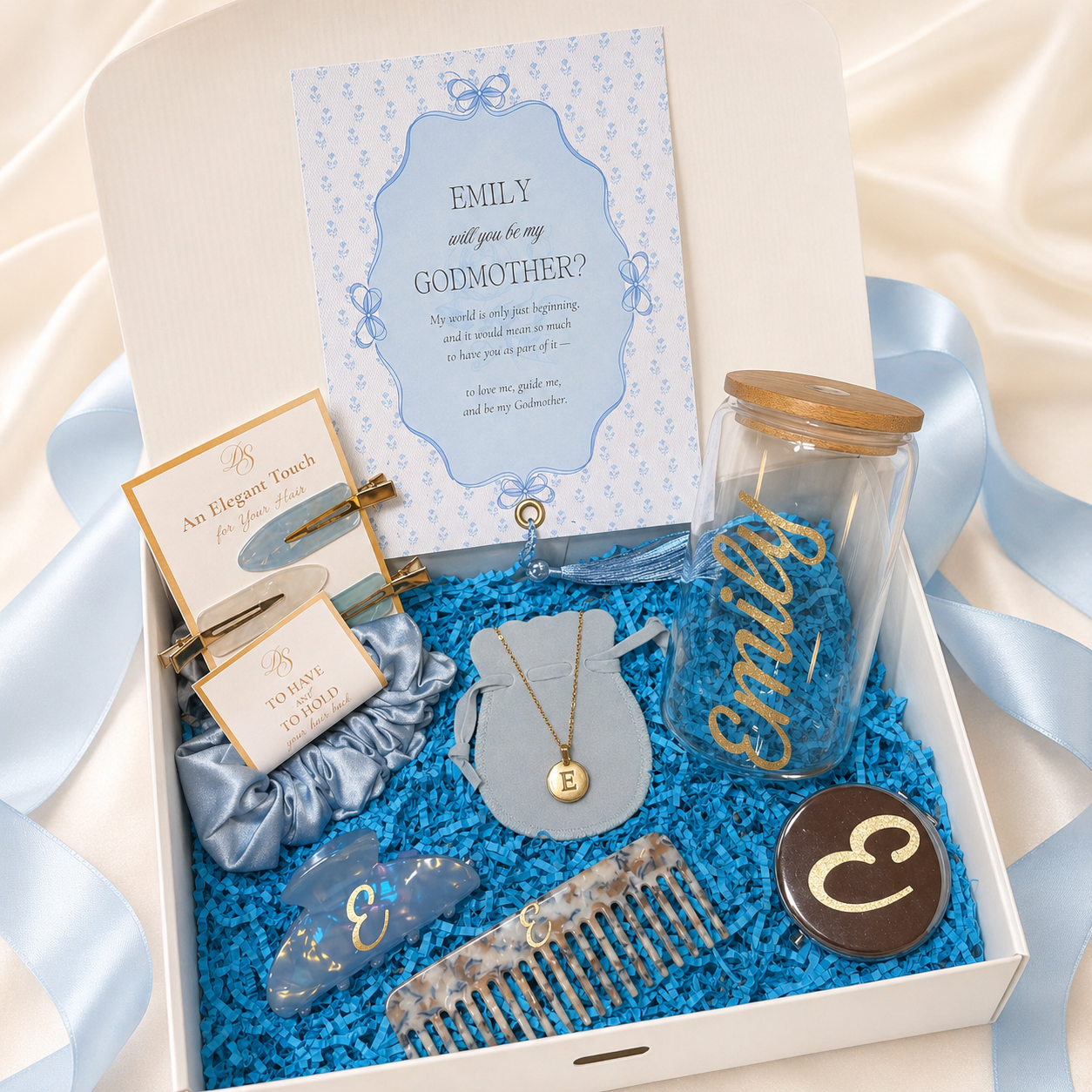 Personalized Godmother Proposal Blue Box