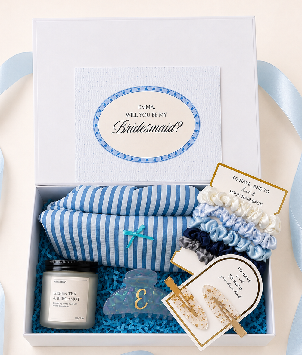Blue Bridesmaid Proposal Box Personalized