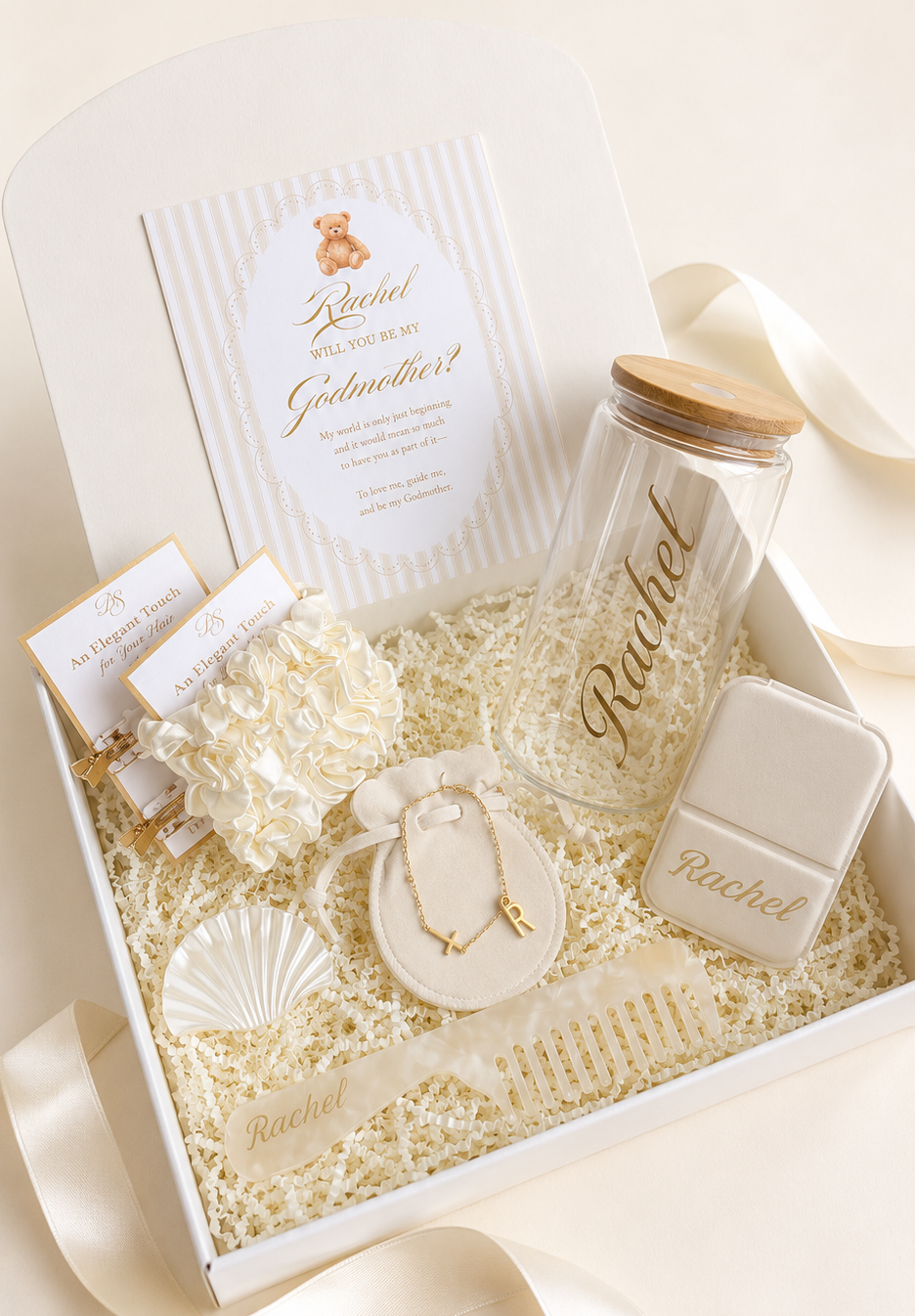 Personalized Godmother Proposal Ivory Gift Box