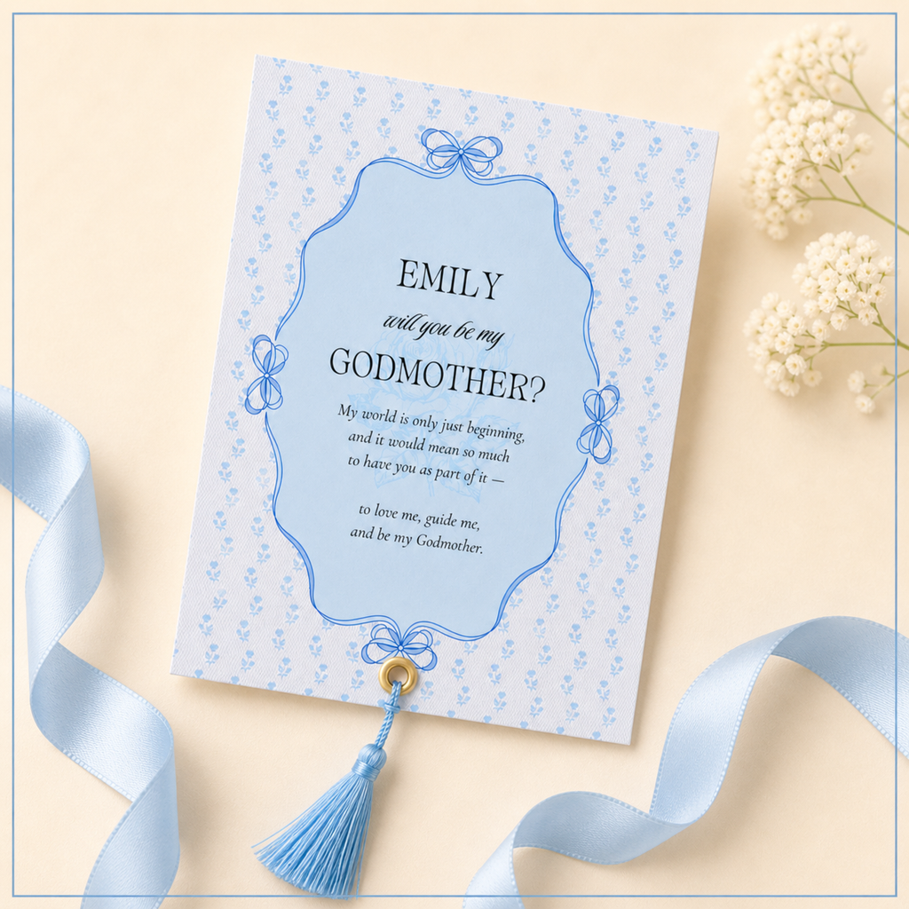 Personalized Godmother Proposal Blue Box