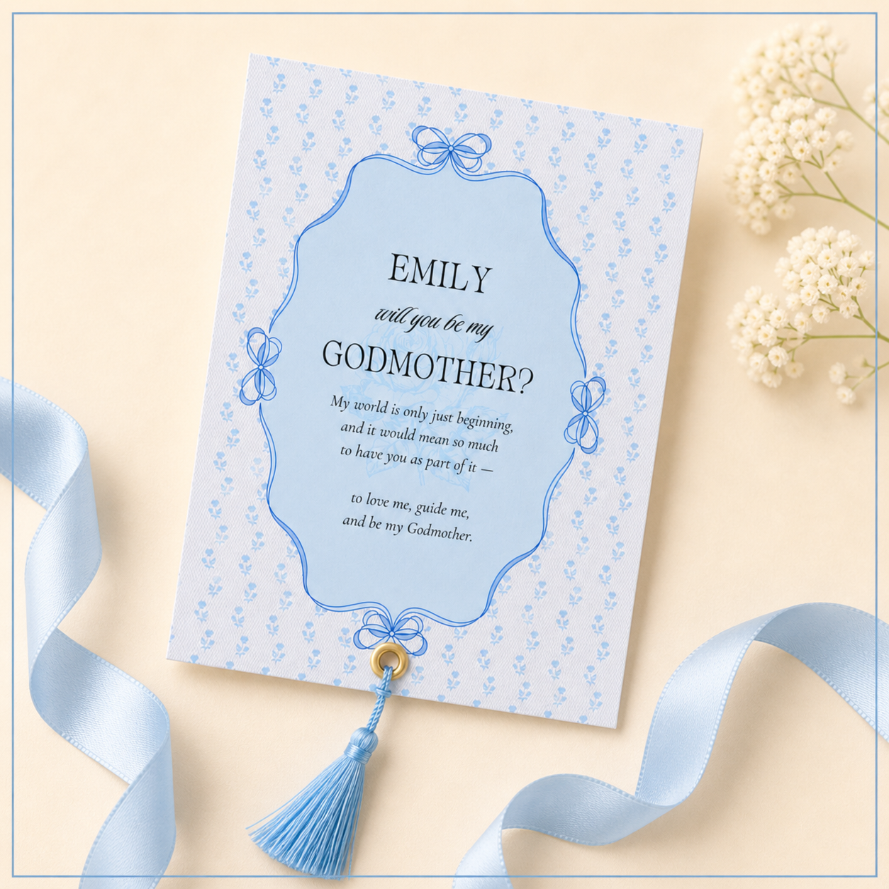 Personalized Godmother Proposal Blue Box