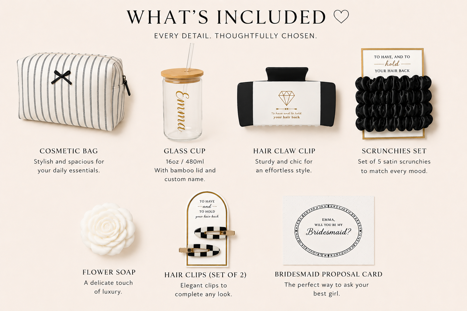 Black Bridesmaid Proposal Box Personalized