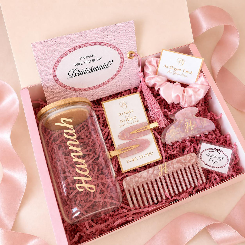 Personalized Bridesmaid Pink Proposal Box
